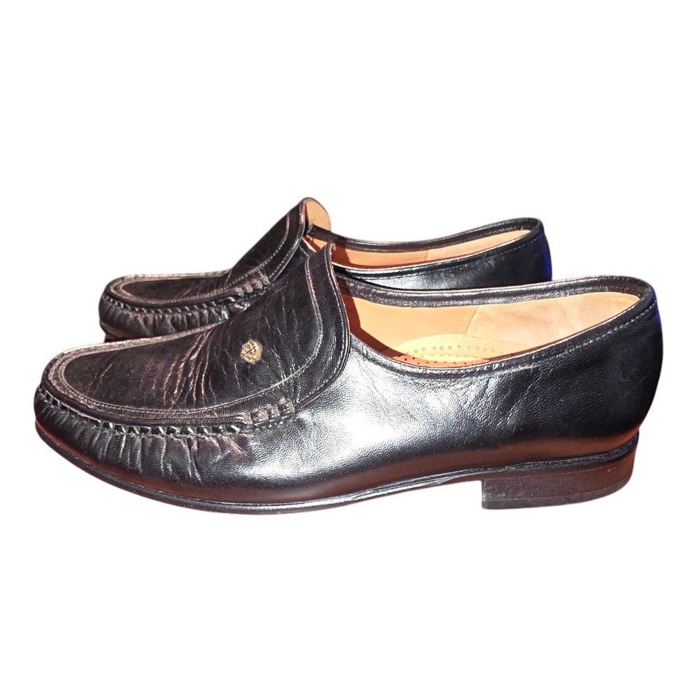 Barker BLACK Leather Valencia Moccasin Loafer Dress‎ Formal Shoes Size 8